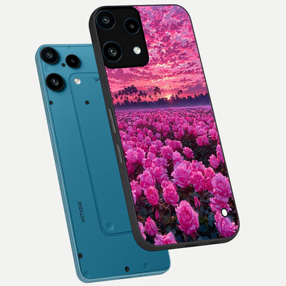  Rose Sunset Valley phone case For Nothing Phone 3A Lite showing premium glass back cover with detailed artwork
