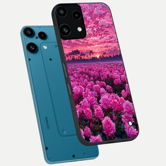  Rose Sunset Valley phone case For Nothing Phone 3A Lite showing premium glass back cover with detailed artwork