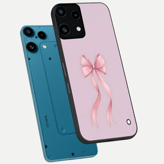  Soft Blush Bow phone case For Nothing Phone 3A Lite showing premium glass back cover with detailed artwork