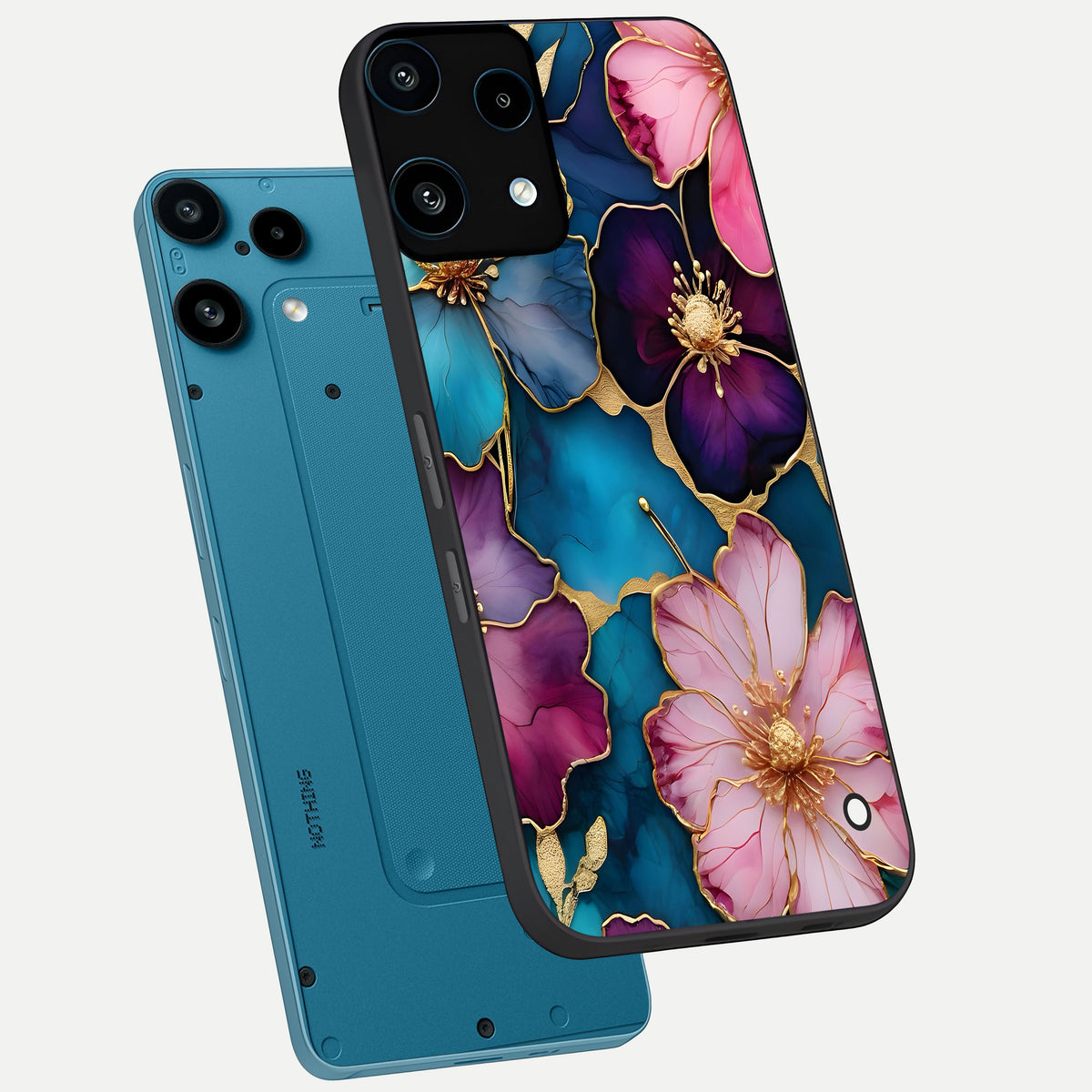  Sparkle Floral phone case For Nothing Phone 3A Lite showing premium glass back cover with detailed artwork