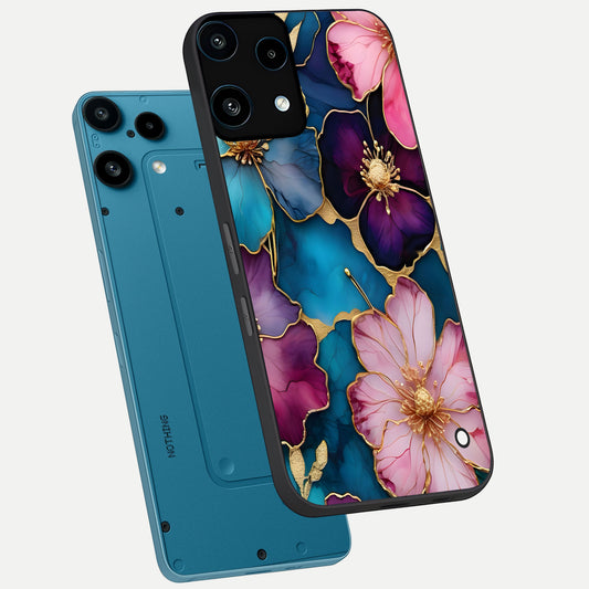  Sparkle Floral phone case For Nothing Phone 3A Lite showing premium glass back cover with detailed artwork