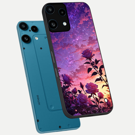  Starlit Rose Twilight phone case For Nothing Phone 3A Lite showing premium glass back cover with detailed artwork