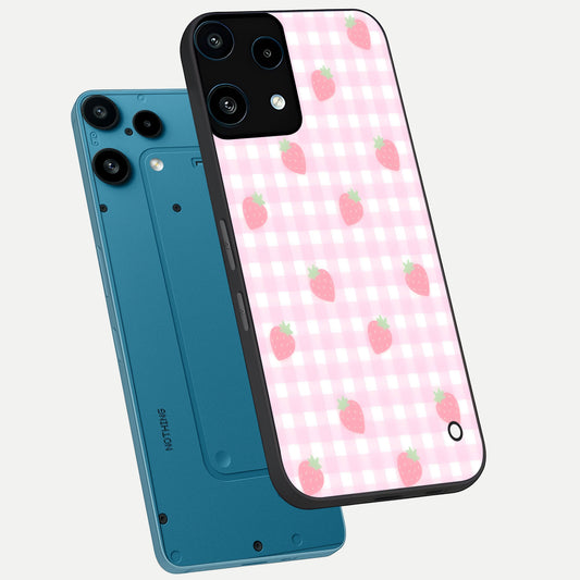  Strawberry Picnic Love phone case For Nothing Phone 3A Lite showing premium glass back cover with detailed artwork