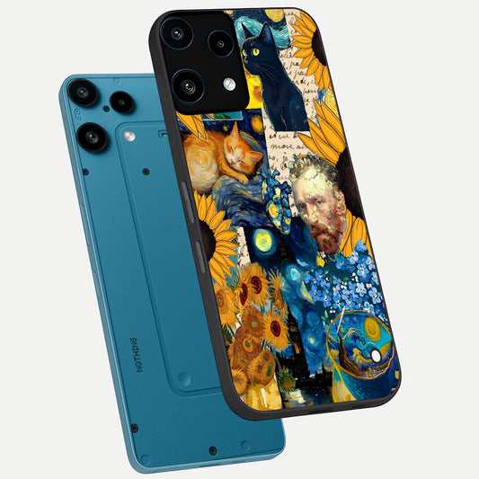  Sunflower Chic Mood Custom Name phone case For Nothing Phone 3A Lite showing premium glass back cover with detailed artwork