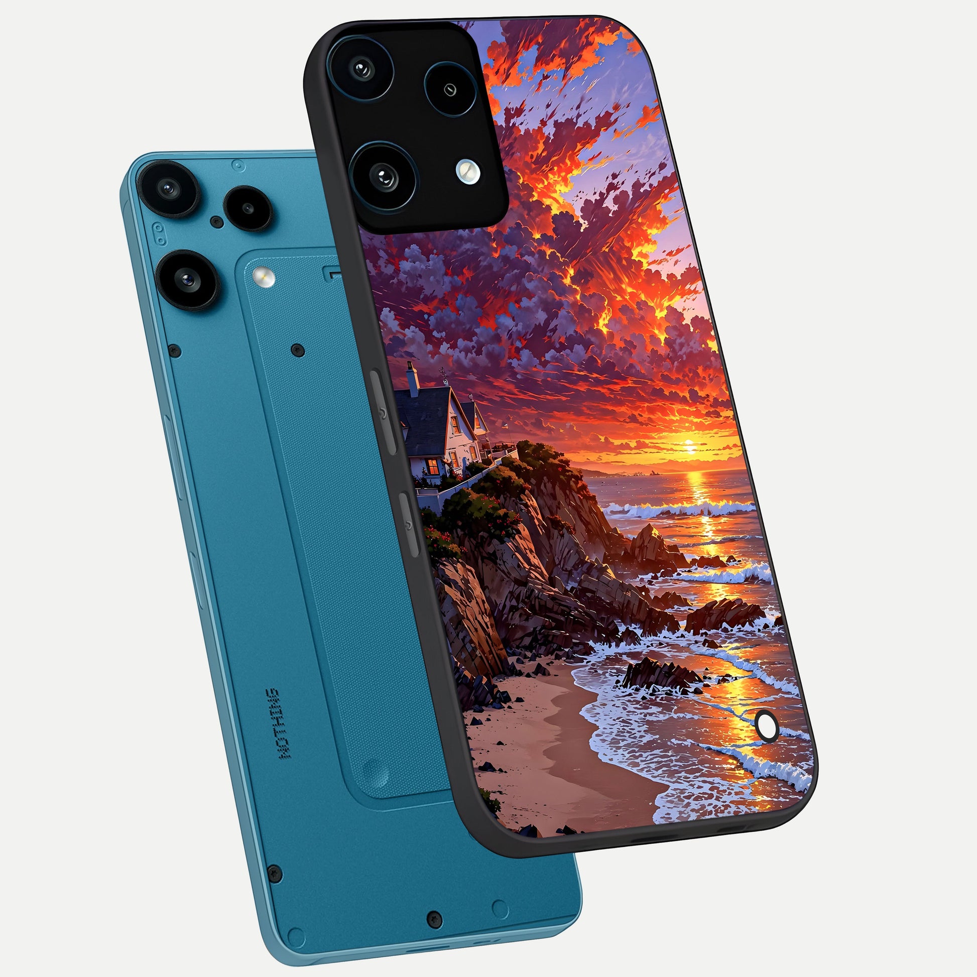  Sunset House By Sea phone case For Nothing Phone 3A Lite showing premium glass back cover with detailed artwork