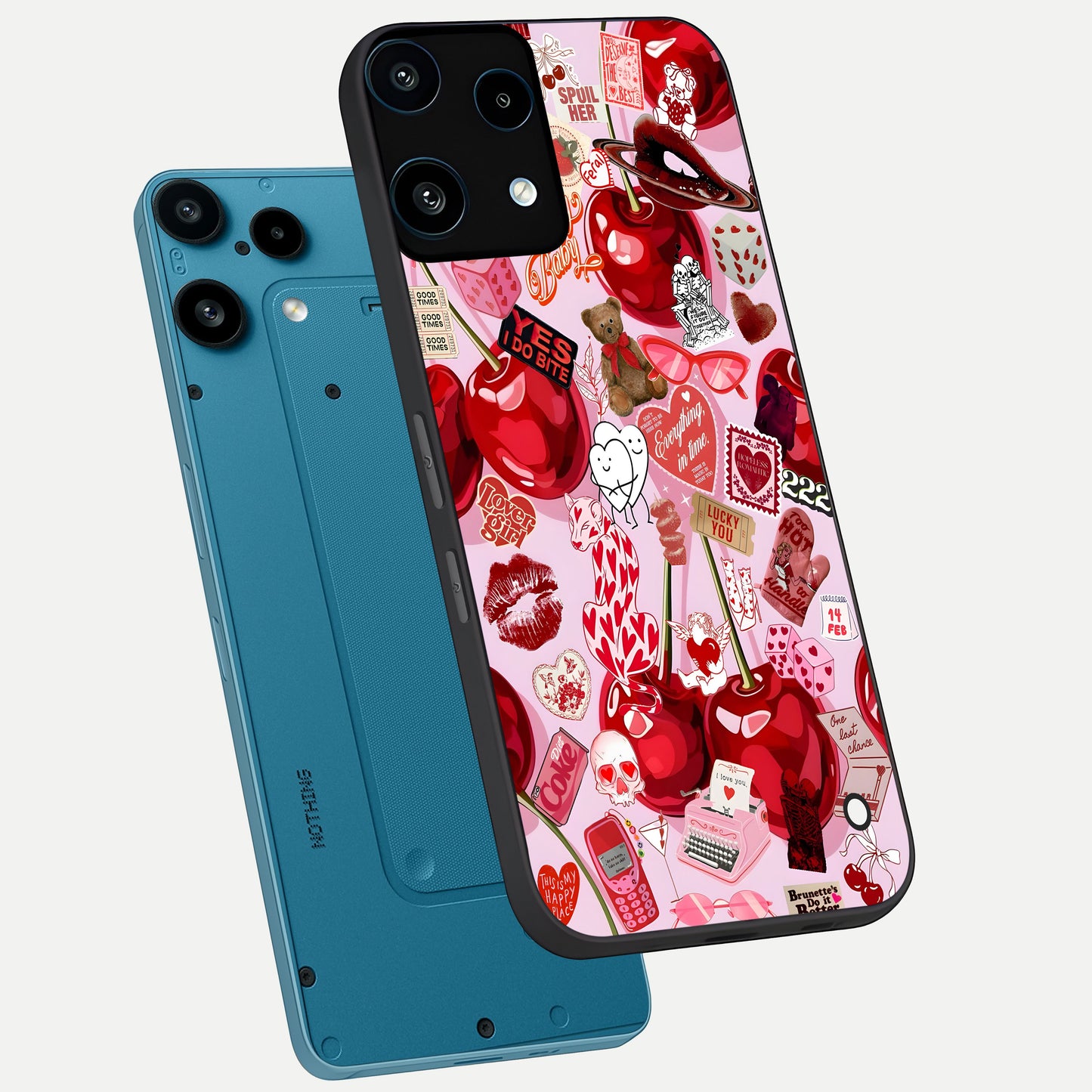  Sweet Cherry Chaos phone case For Nothing Phone 3A Lite showing premium glass back cover with detailed artwork
