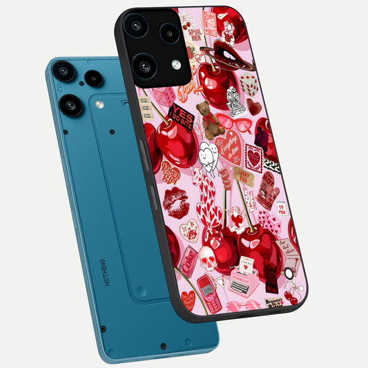  Sweet Cherry Chaos phone case For Nothing Phone 3A Lite showing premium glass back cover with detailed artwork