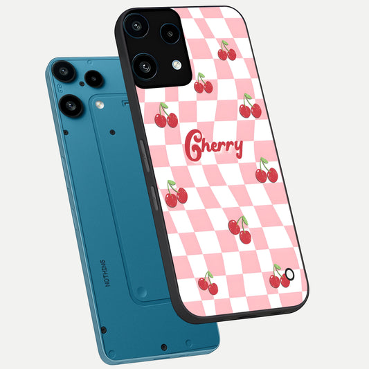  Sweet Cherry Vibes phone case For Nothing Phone 3A Lite showing premium glass back cover with detailed artwork