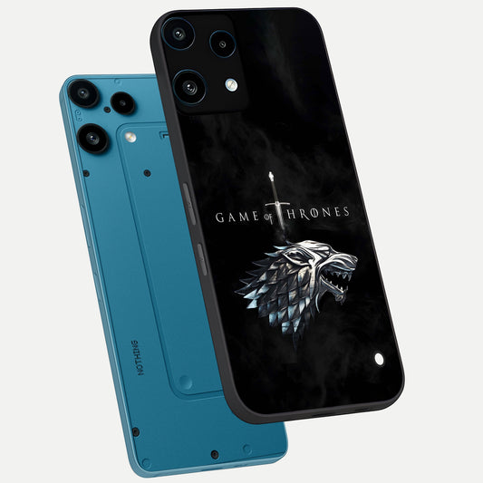  Throne Wolf Legacy phone case For Nothing Phone 3A Lite showing premium glass back cover with detailed artwork