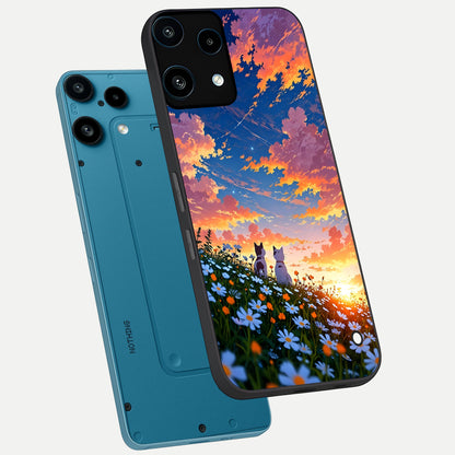  Two Cats Friends phone case For Nothing Phone 3A Lite showing premium glass back cover with detailed artwork