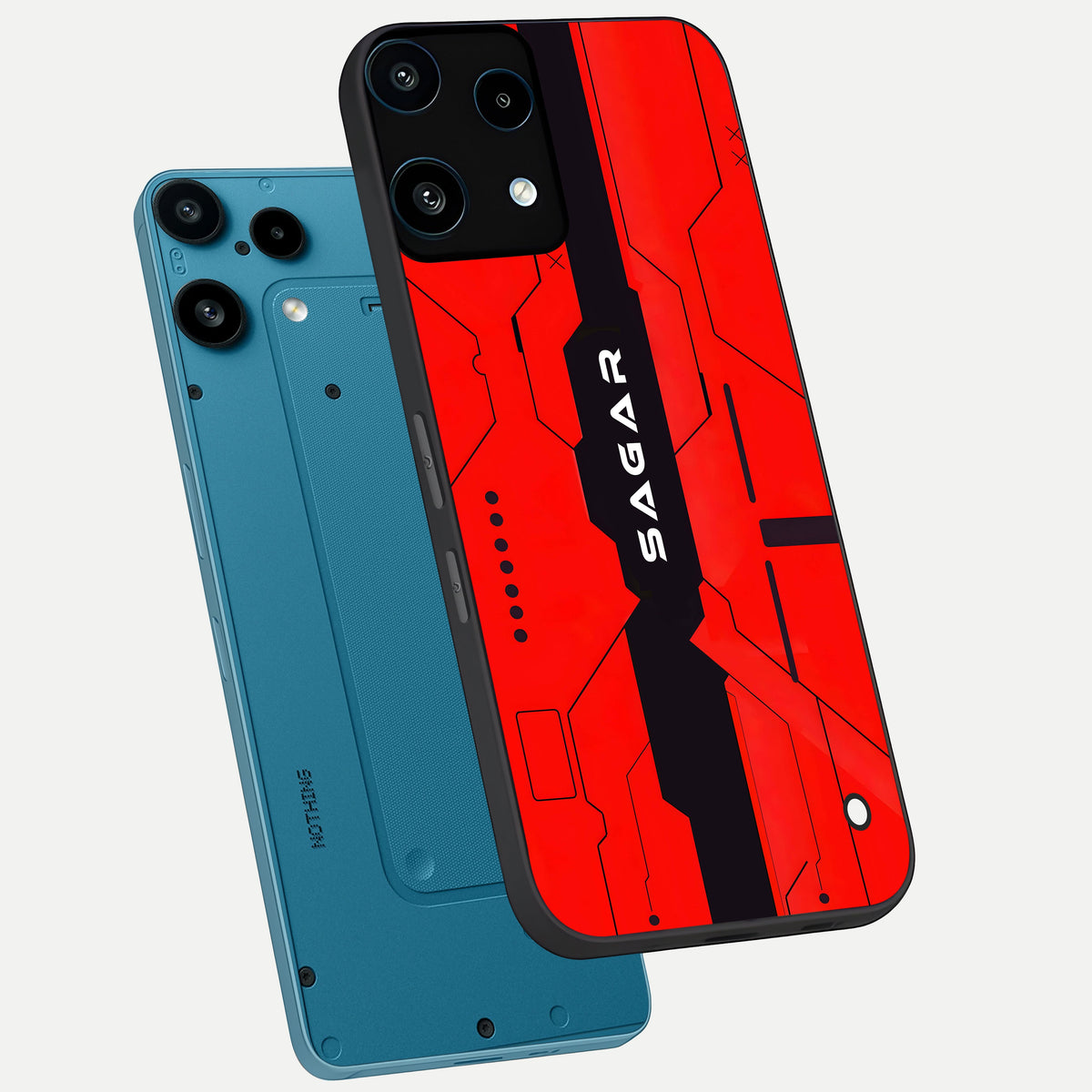  Voltage Rise CYBERPUNK Custom Name phone case For Nothing Phone 3A Lite showing premium custom name glass back cover