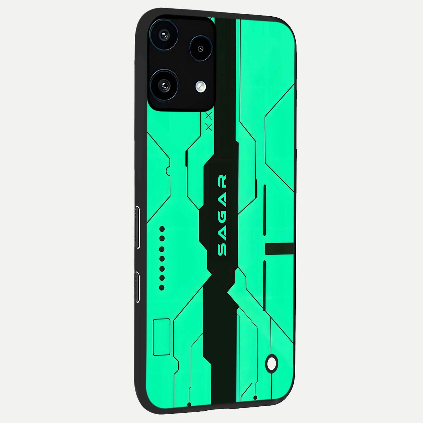  Aqua Tech CYBERPUNK Custom Name back cover For Nothing Phone 3A Lite slim fit glass case with vibrant aesthetic design