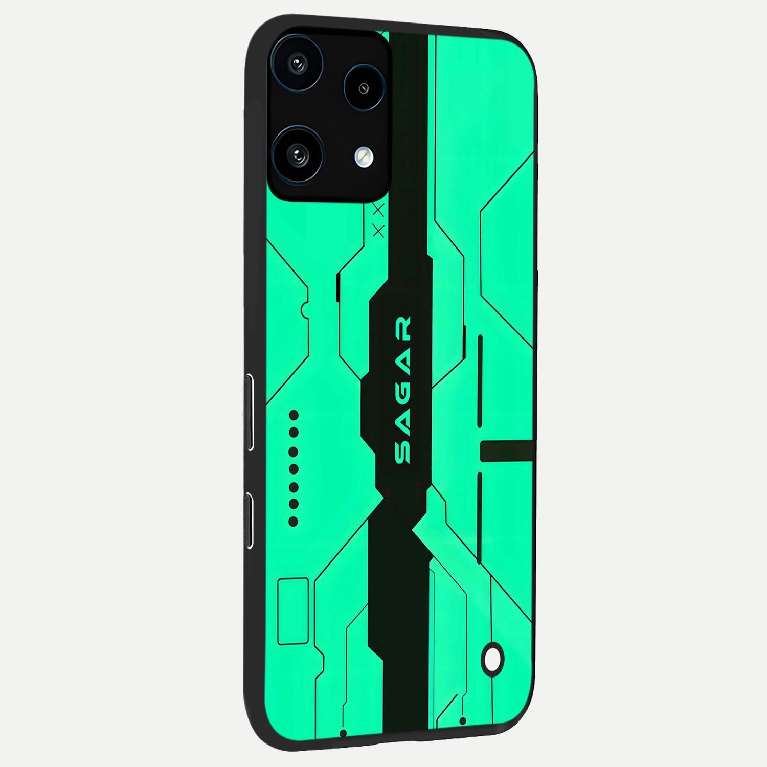  Aqua Tech CYBERPUNK Custom Name back cover For Nothing Phone 3A Lite slim fit glass case with vibrant aesthetic design