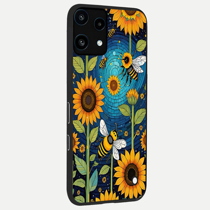  Bees And Sunflowers back cover For Nothing Phone 3A Lite slim fit glass case with vibrant aesthetic design