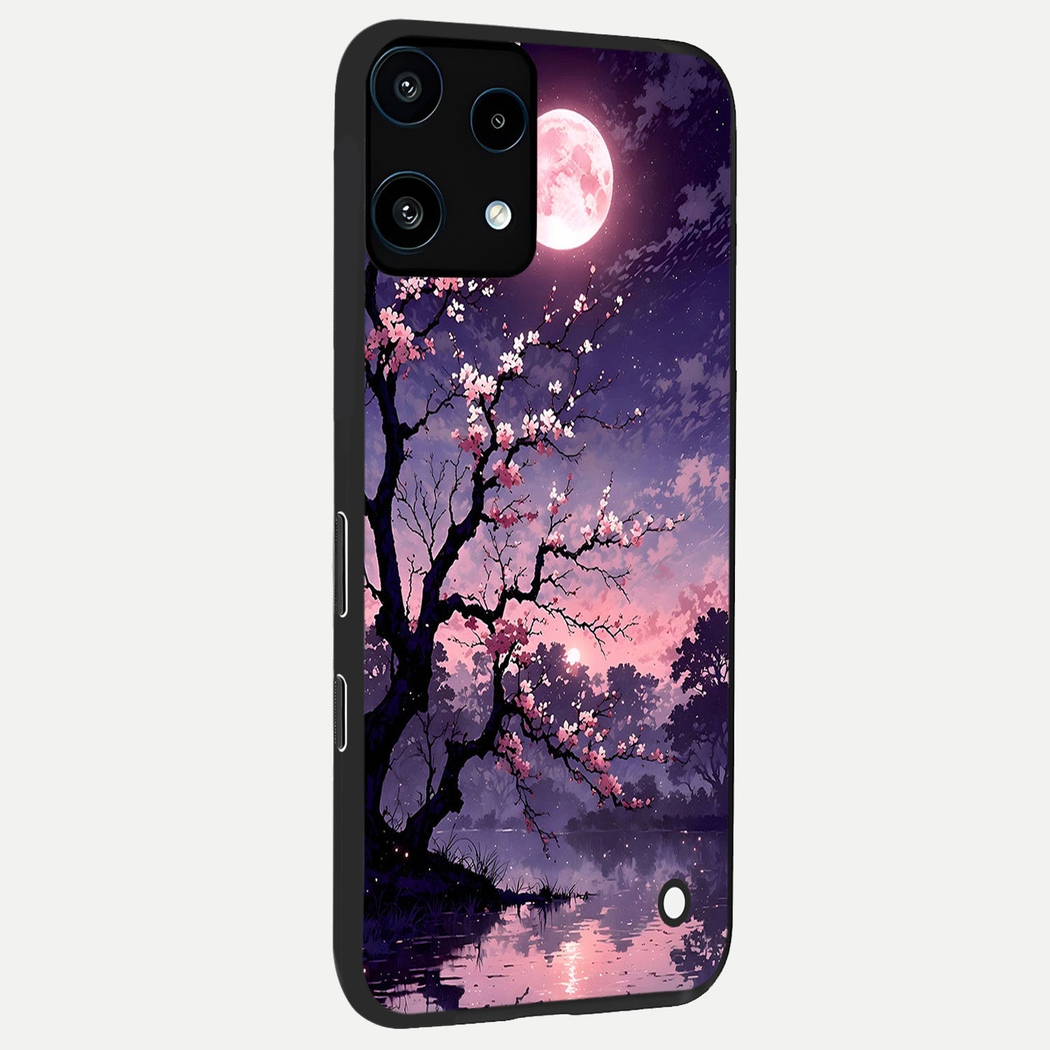  Blossom Pink Moon back cover For Nothing Phone 3A Lite slim fit glass case with vibrant aesthetic design
