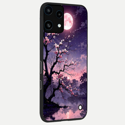  Blossom Pink Moon back cover For Nothing Phone 3A Lite slim fit glass case with vibrant aesthetic design