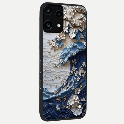  Blossom Wave Art back cover For Nothing Phone 3A Lite slim fit glass case with vibrant aesthetic design