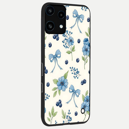  Blue Flower And Bow back cover For Nothing Phone 3A Lite slim fit glass case with vibrant aesthetic design