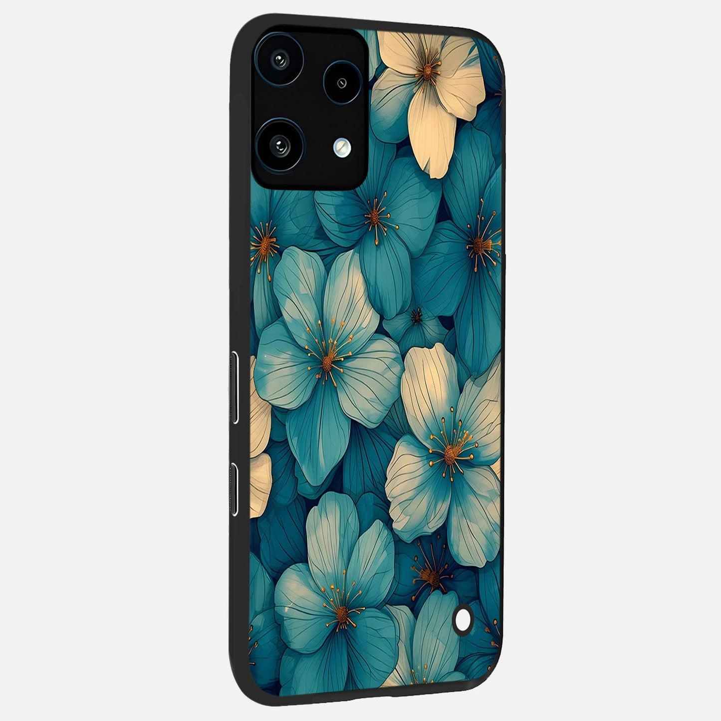  Blue Shade Floral back cover For Nothing Phone 3A Lite slim fit glass case with vibrant aesthetic design