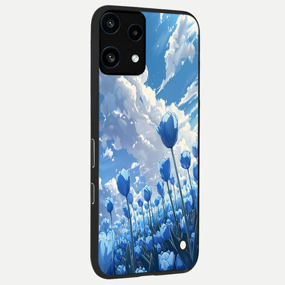  Blue Tulip Clouds back cover For Nothing Phone 3A Lite slim fit glass case with vibrant aesthetic design
