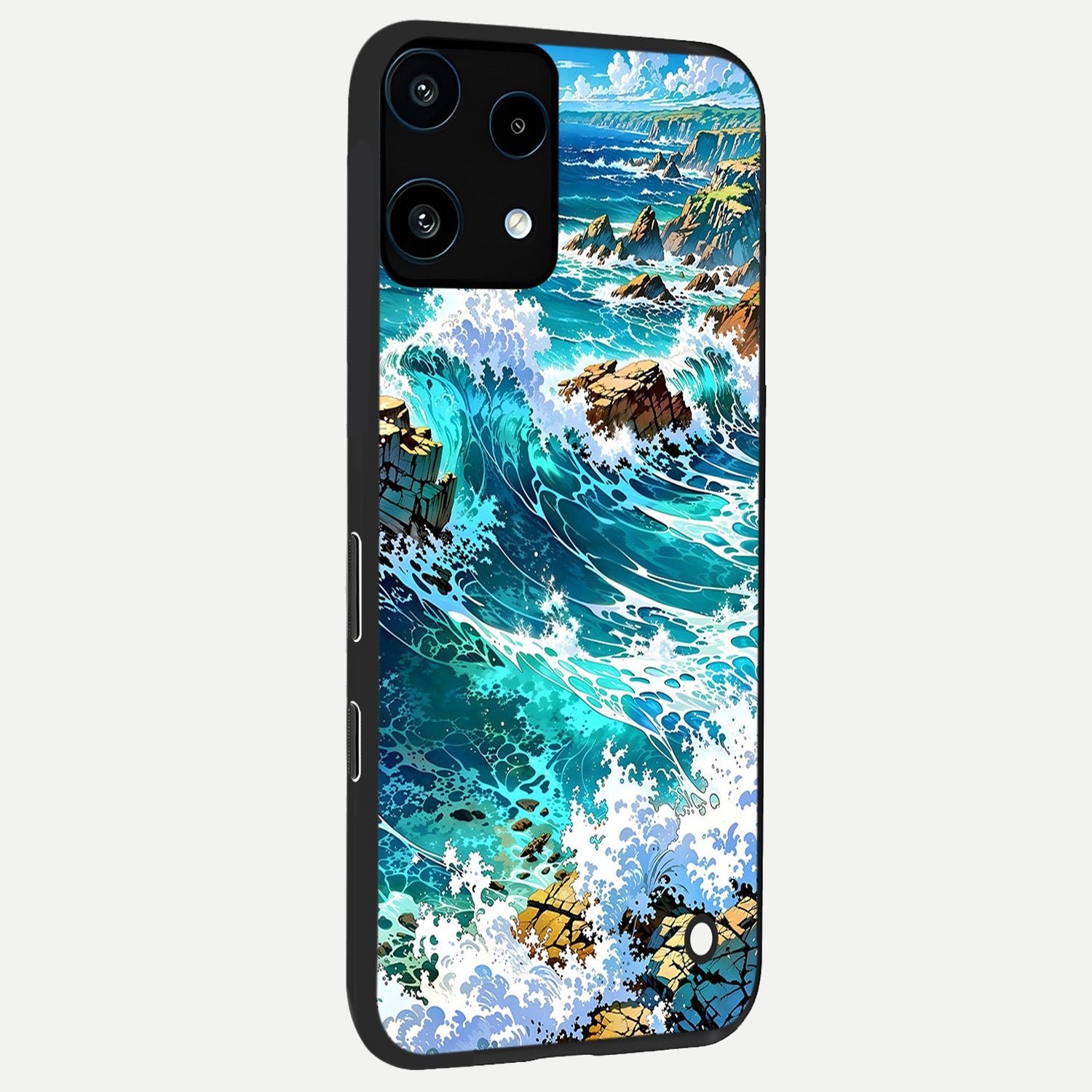  Coastal Blue Waves back cover For Nothing Phone 3A Lite slim fit glass case with vibrant aesthetic design