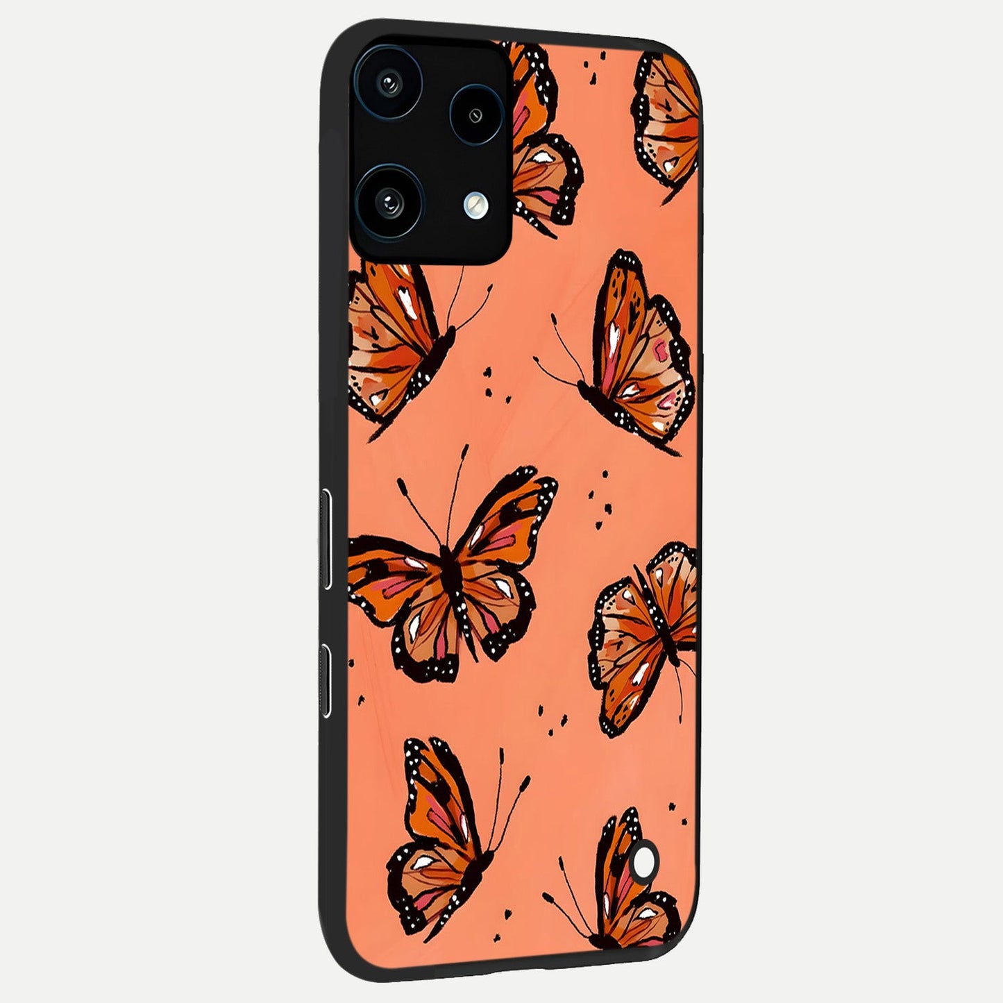  Coral Wing Butterfly back cover For Nothing Phone 3A Lite slim fit glass case with vibrant aesthetic design
