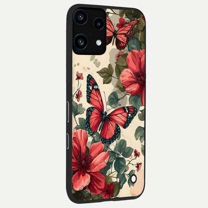 Crimson Butterfly Garden back cover For Nothing Phone 3A Lite slim fit glass case with vibrant aesthetic design