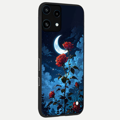  Crimson Rose Moon back cover For Nothing Phone 3A Lite slim fit glass case with vibrant aesthetic design