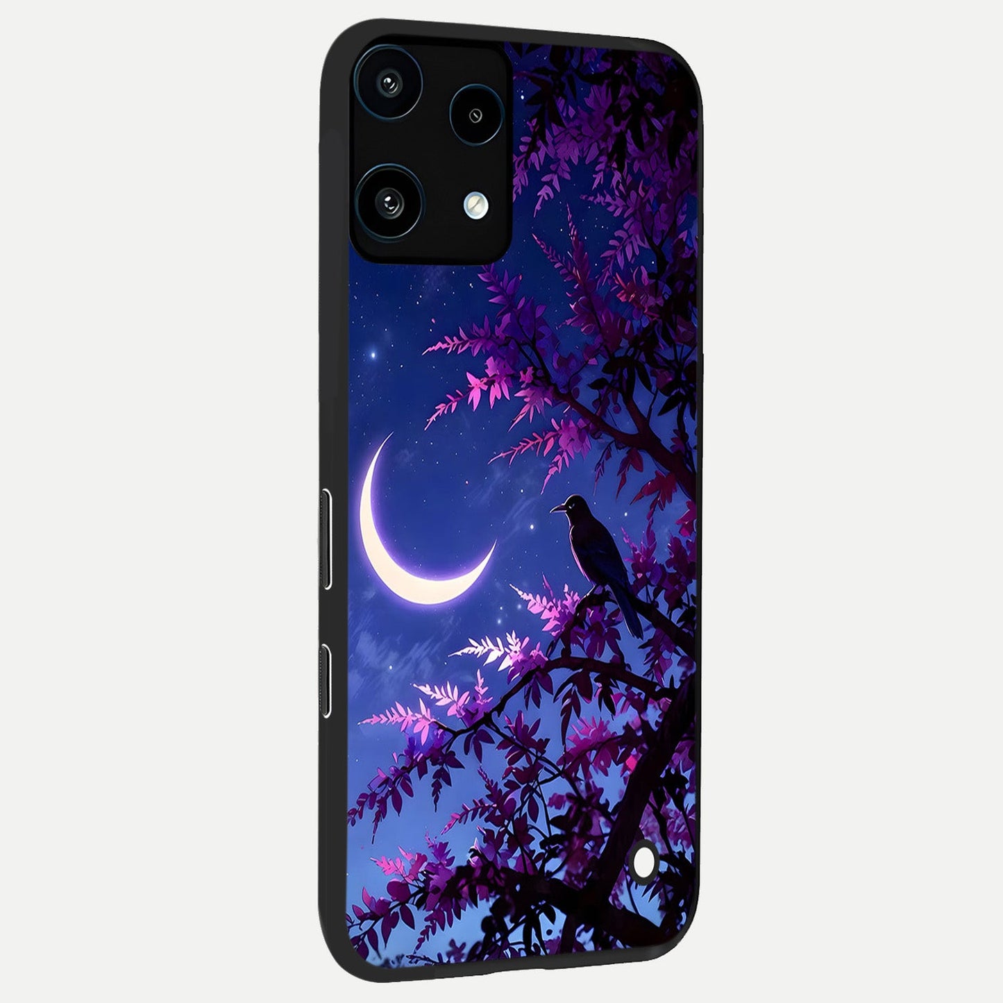  Crow And Moon Scenery back cover For Nothing Phone 3A Lite slim fit glass case with vibrant aesthetic design