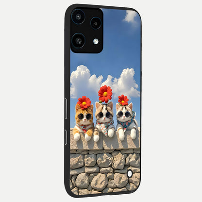  Floral Kitty Squad back cover For Nothing Phone 3A Lite slim fit glass case with vibrant aesthetic design