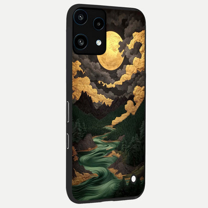  Golden River Moon back cover For Nothing Phone 3A Lite slim fit glass case with vibrant aesthetic design