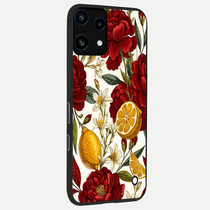  Lemon Rose Charm back cover For Nothing Phone 3A Lite slim fit glass case with vibrant aesthetic design
