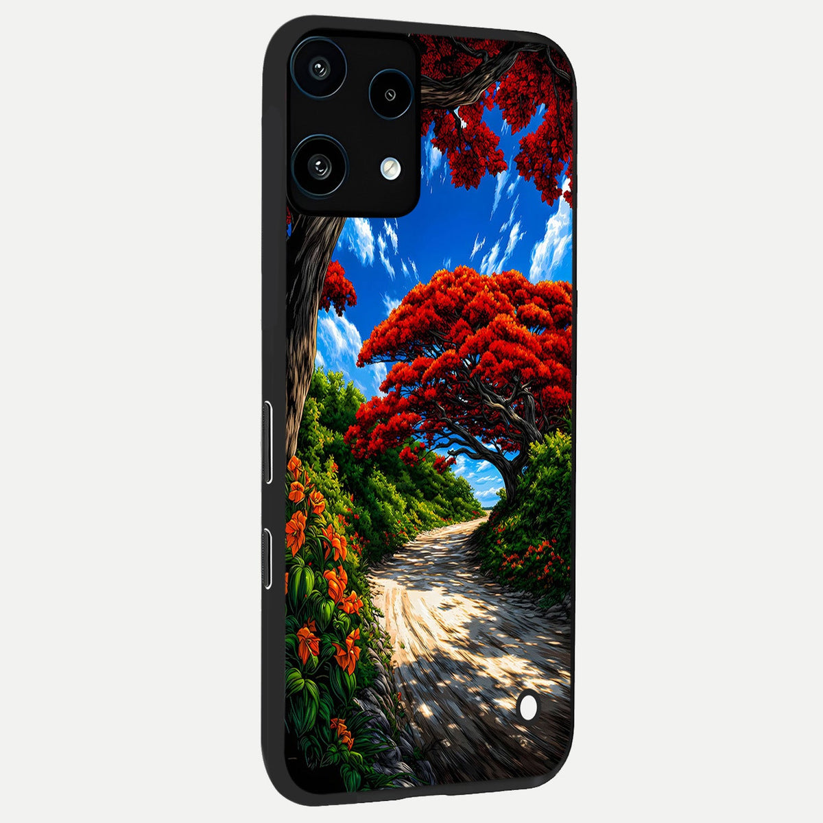  Red Trees Pathway back cover For Nothing Phone 3A Lite slim fit glass case with vibrant aesthetic design