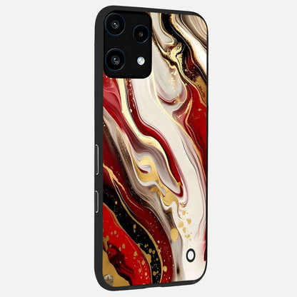  Red And White Marble back cover For Nothing Phone 3A Lite slim fit glass case with vibrant aesthetic design
