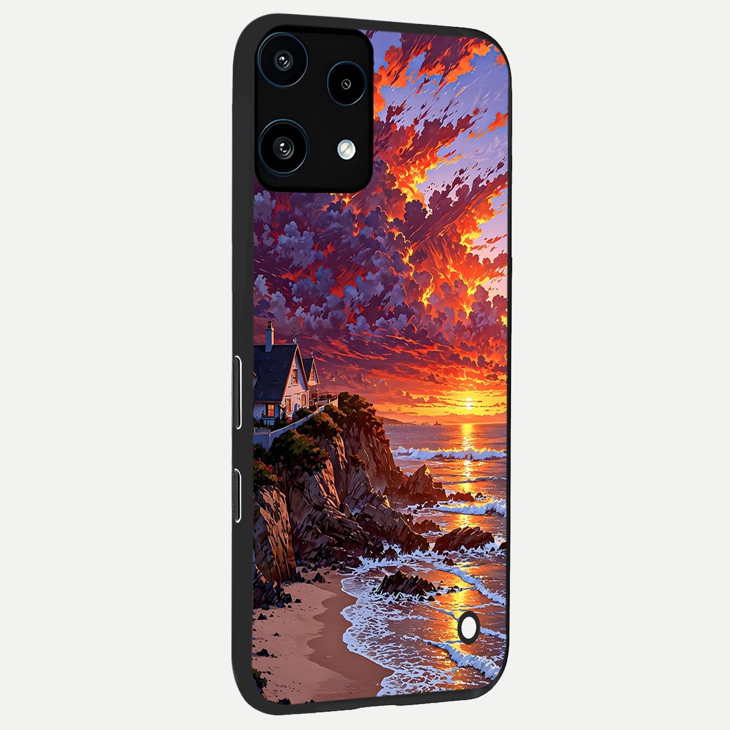  Sunset House By Sea back cover For Nothing Phone 3A Lite slim fit glass case with vibrant aesthetic design