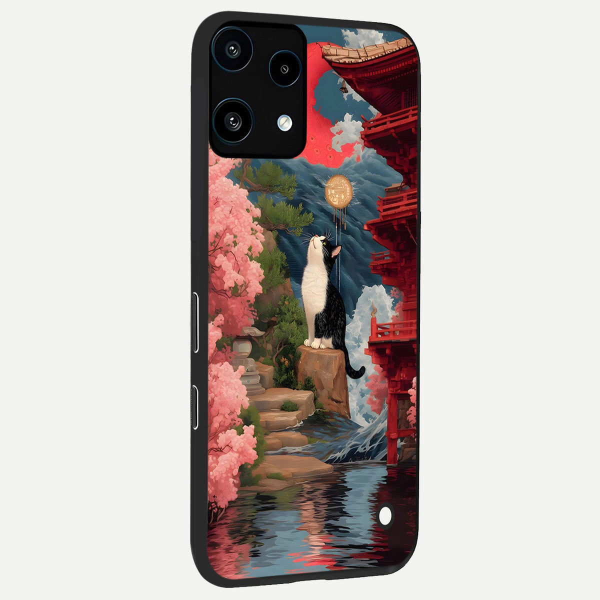  Temple Cat Scenery back cover For Nothing Phone 3A Lite slim fit glass case with vibrant aesthetic design