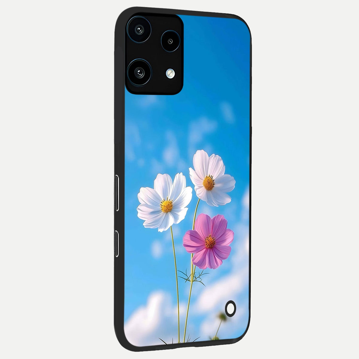  Tripple Flowers With Sky back cover For Nothing Phone 3A Lite slim fit glass case with vibrant aesthetic design