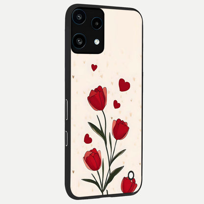  Tulip With Heart back cover For Nothing Phone 3A Lite slim fit glass case with vibrant aesthetic design