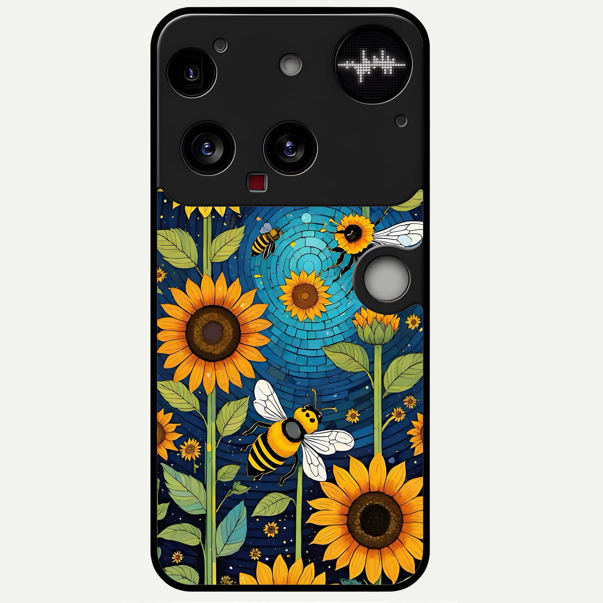  Bees And Sunflowers Glass Case For Nothing Phone 3 back cover – full design glossy printed glass finish