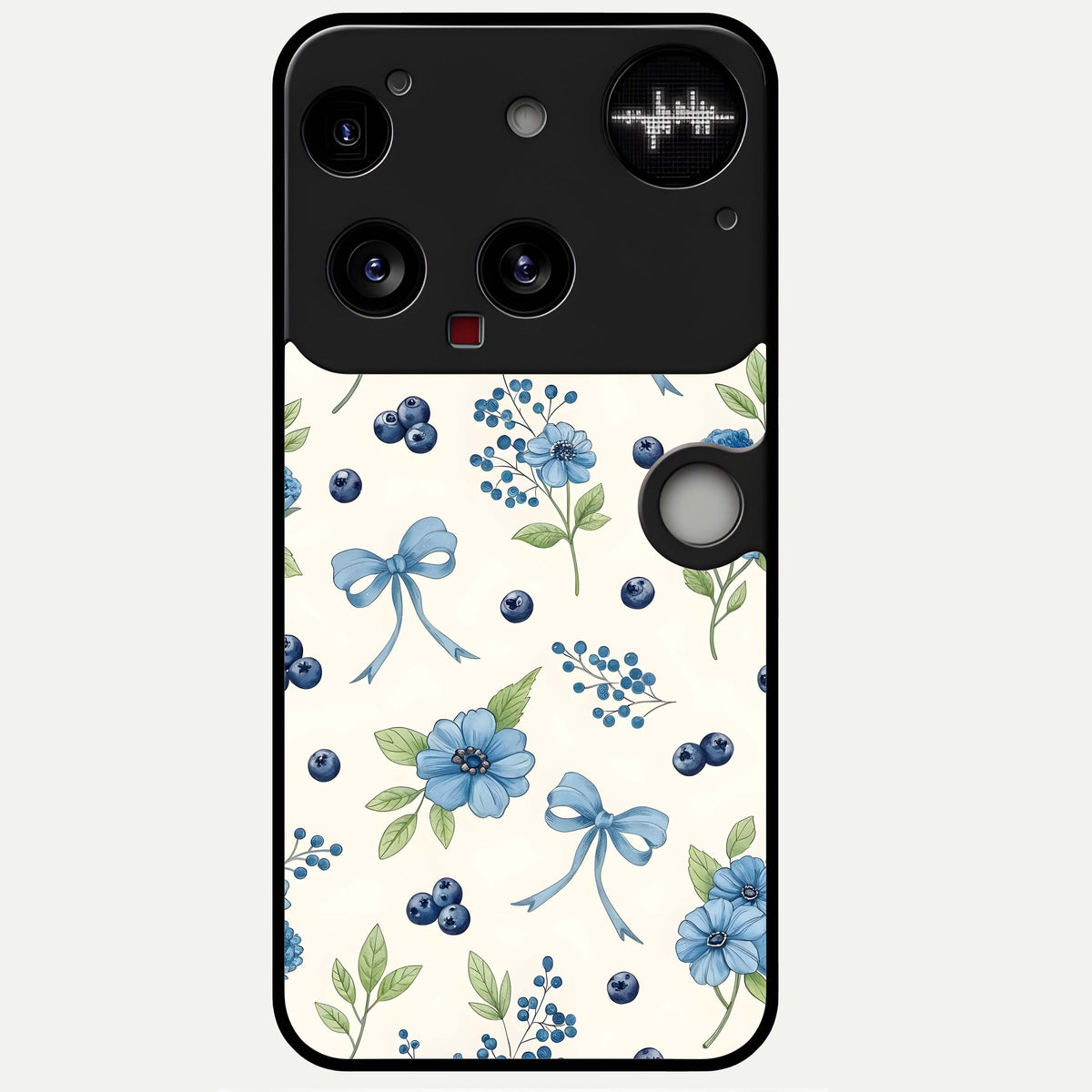  Blue Flower And Bow Glass Case For Nothing Phone 3 back cover – full design glossy printed glass finish