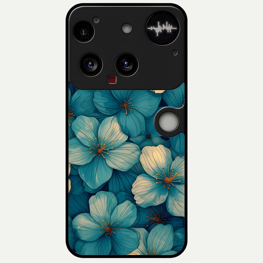  Blue Shade Floral Glass Case For Nothing Phone 3 back cover – full design glossy printed glass finish