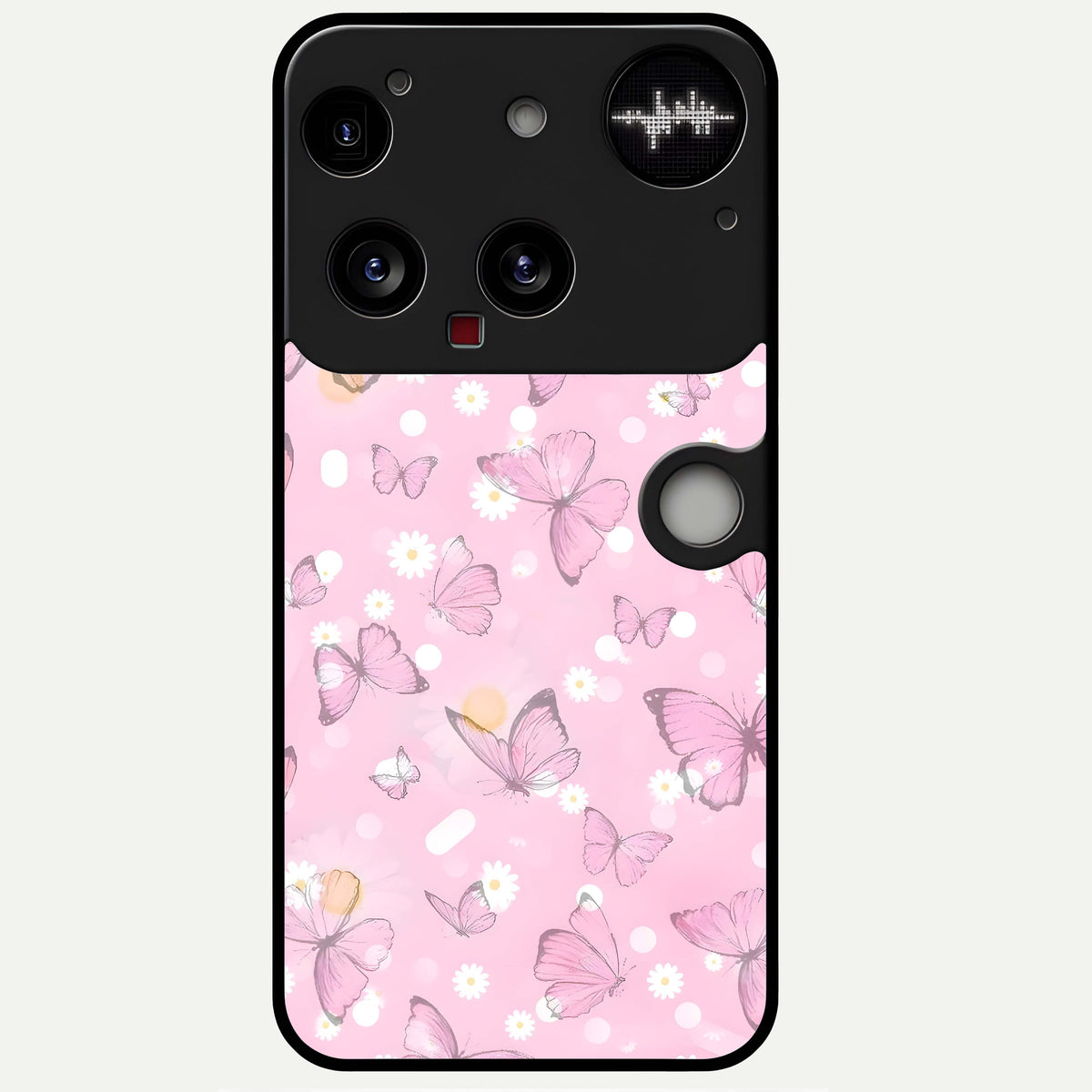  Blush Butterfly Garden Glass Case For Nothing Phone 3 back cover – full design glossy printed glass finish