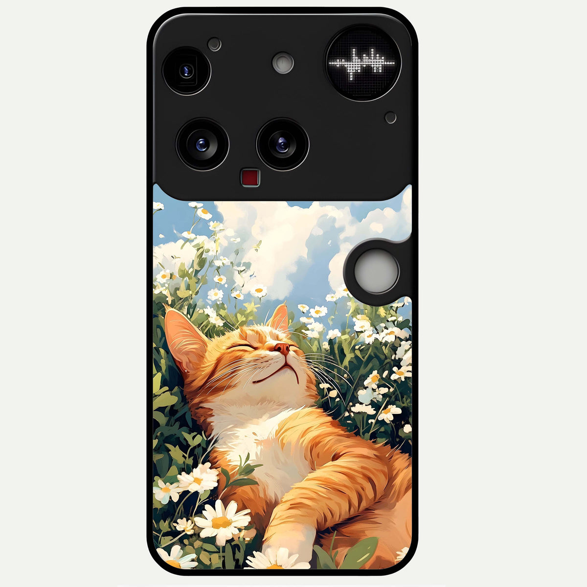  Cat And Flowers View Glass Case For Nothing Phone 3 back cover – full design glossy printed glass finish