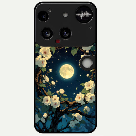  Celestial Moon And Flower Glass Case For Nothing Phone 3 back cover – full design glossy printed glass finish