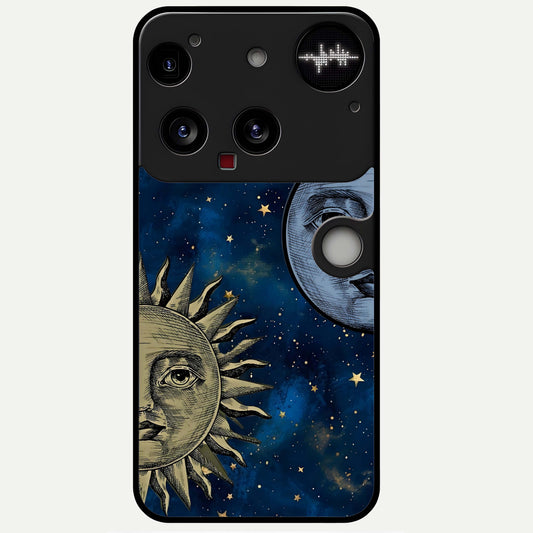  Celestial Moon With Sun Glass Case For Nothing Phone 3 back cover – full design glossy printed glass finish