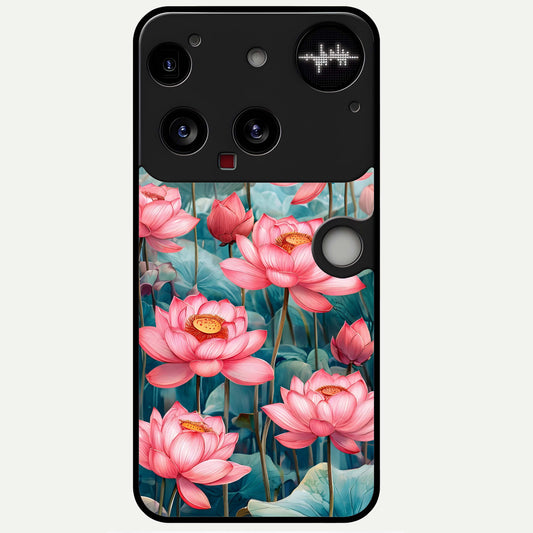 Celestial Pink Lotus Glass Case For Nothing Phone 3 back cover – full design glossy printed glass finish