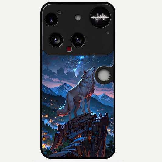  Celestial Wolf Howl Glass Case For Nothing Phone 3 back cover – full design glossy printed glass finish