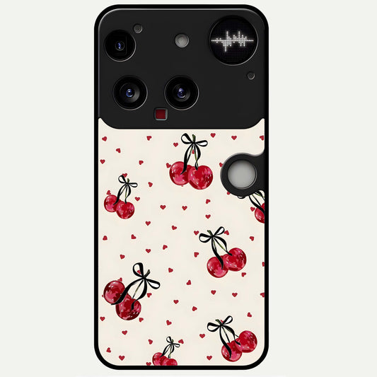  Cherry Heart Bow Glass Case For Nothing Phone 3 back cover – full design glossy printed glass finish