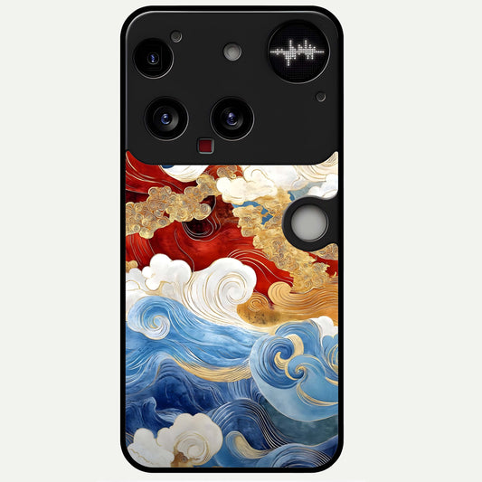  Colored Waves Glass Case For Nothing Phone 3 back cover – full design glossy printed glass finish