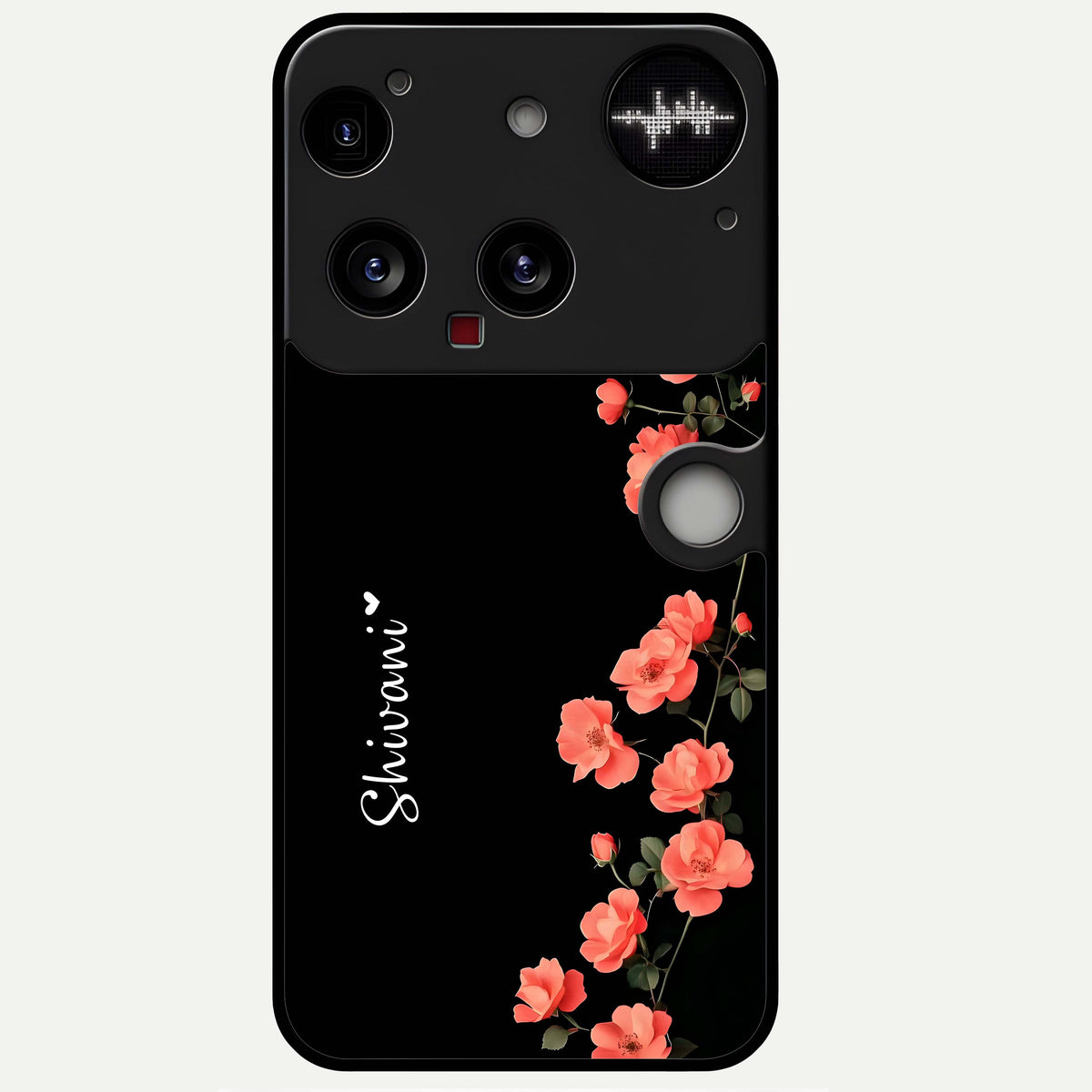  Crimson Bloom Grace Custom Name Glass Case For Nothing Phone 3 back cover – full design glossy printed glass finish